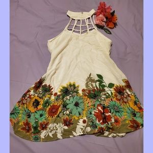 Gorgeous Cage Neck Sunflower Dress